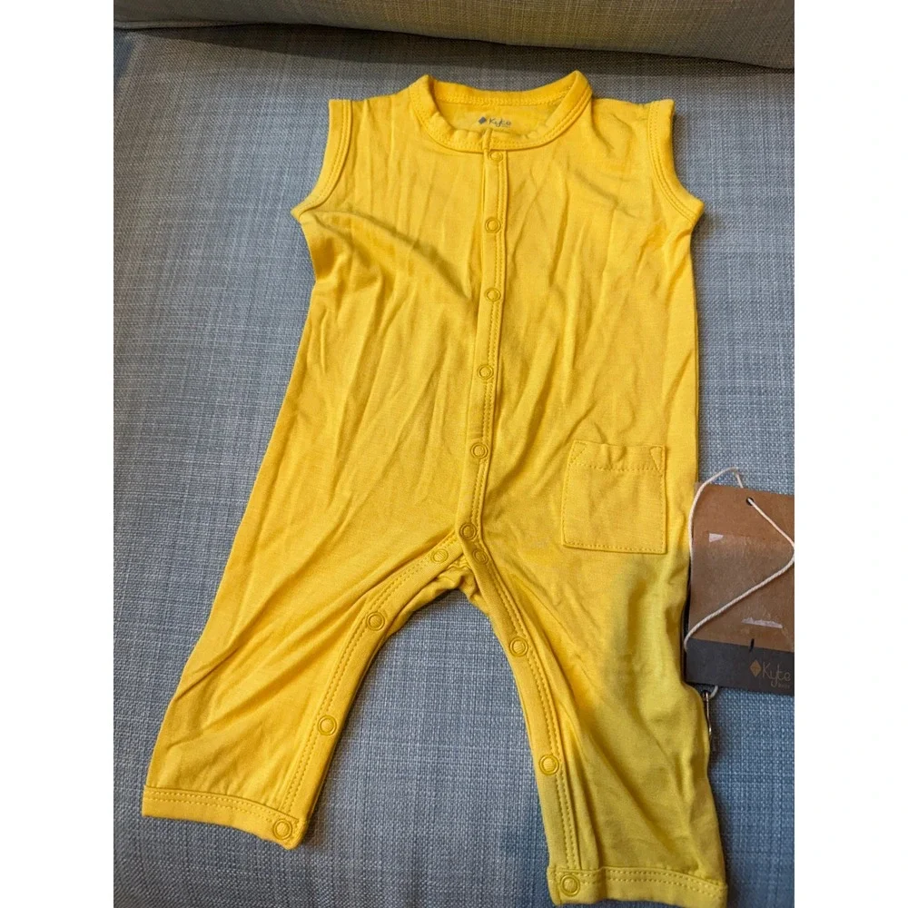 Kyte Baby Sleeveless Snap Romper Marigold Yellow Bamboo Rayon 0-3 Months NWT